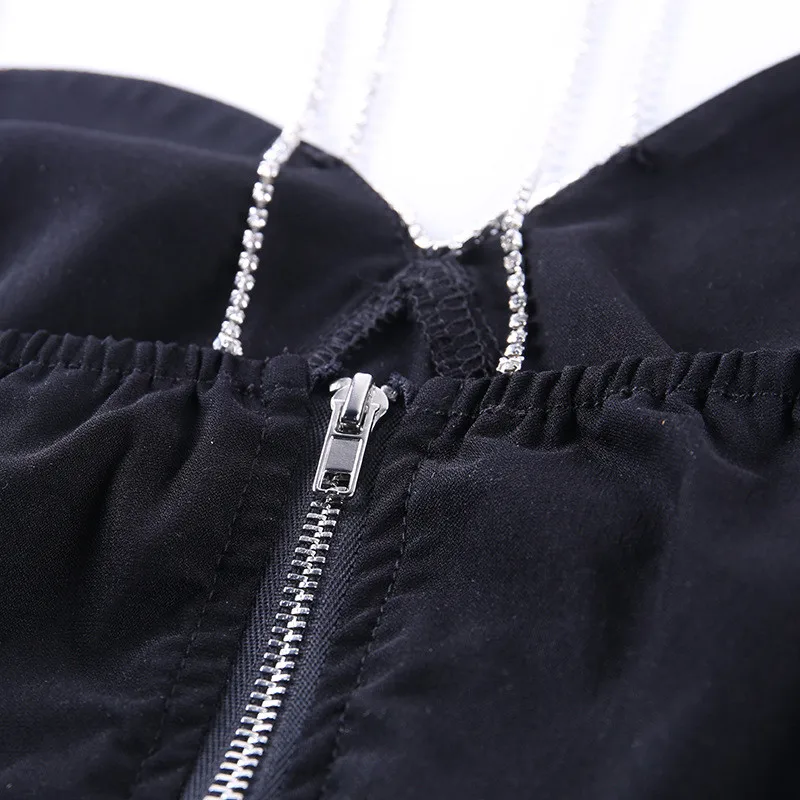 

2020 Sexy Women Crop Top Sleeveless Shirt Sexy Slim Lady Tops Strap Diamonds Skinny Vest Camisole Women Camis Black Streetwear