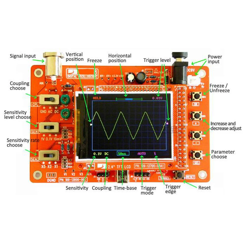 DIY 2," цифровой осциллограф TFT Набор diy части для изготовления электронного диагностического инструмента обучения осциллографа лучшие продажи