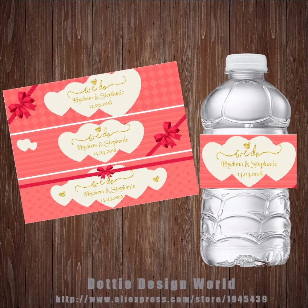 20 шт./лот этикетки на бутылки для воды в форме сердца обертка конфет свадебные наклейки детского душа