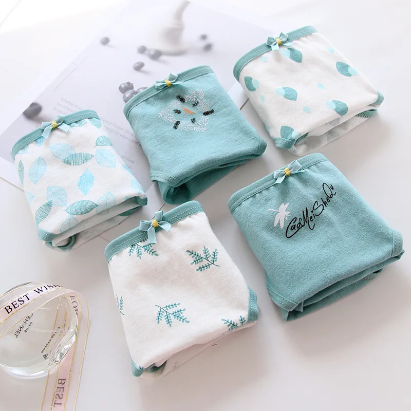 Хлопковые трусы женские повседневные с принтом листьев сексуальное нижнее белье