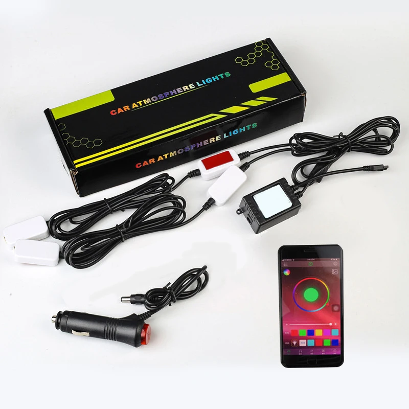 

Car Interior Lights, LED RGB APP Remote Control Multicolor Music Car Waterproof Lights with Sound Active Function