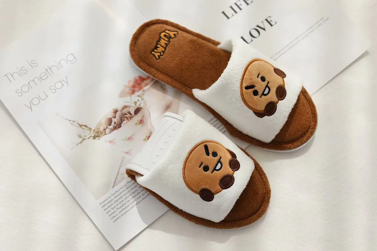 

HBTSJ21Bulletproof Youth Group New cartoon cute plush slippers spring and autumn indoor non-slip soft bottom floor slippers