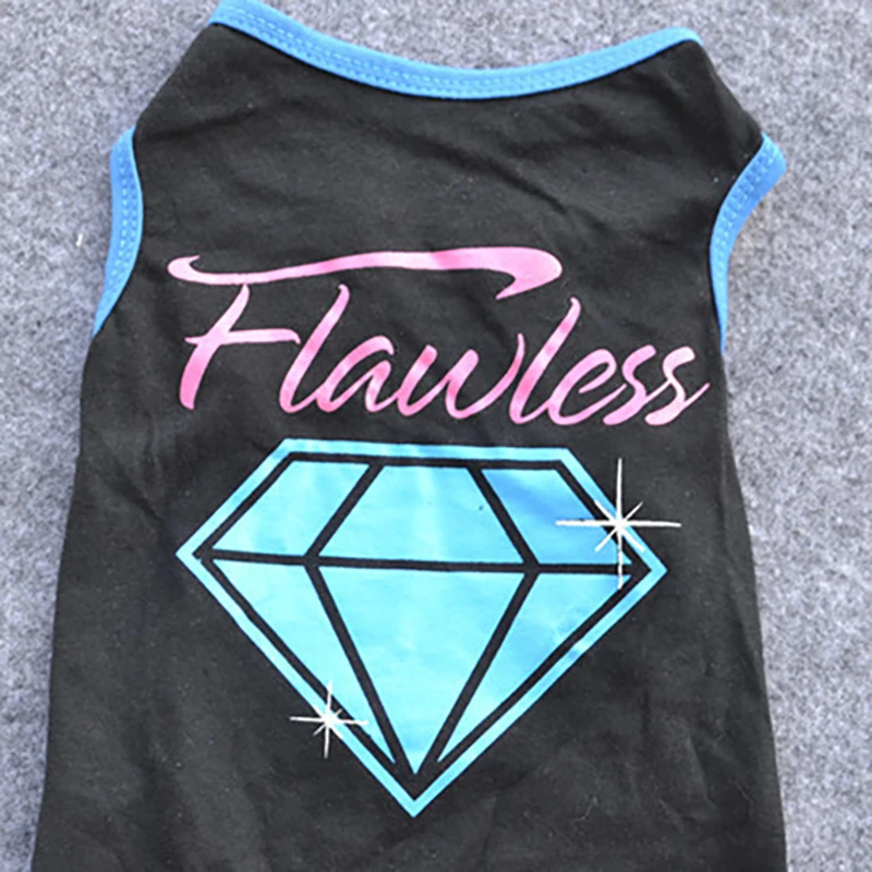 

2021 new Dog clothes for small dogs Clothing cats chihuahua french bulldog T-shirt supplies Puppy summer Gem print vest black an