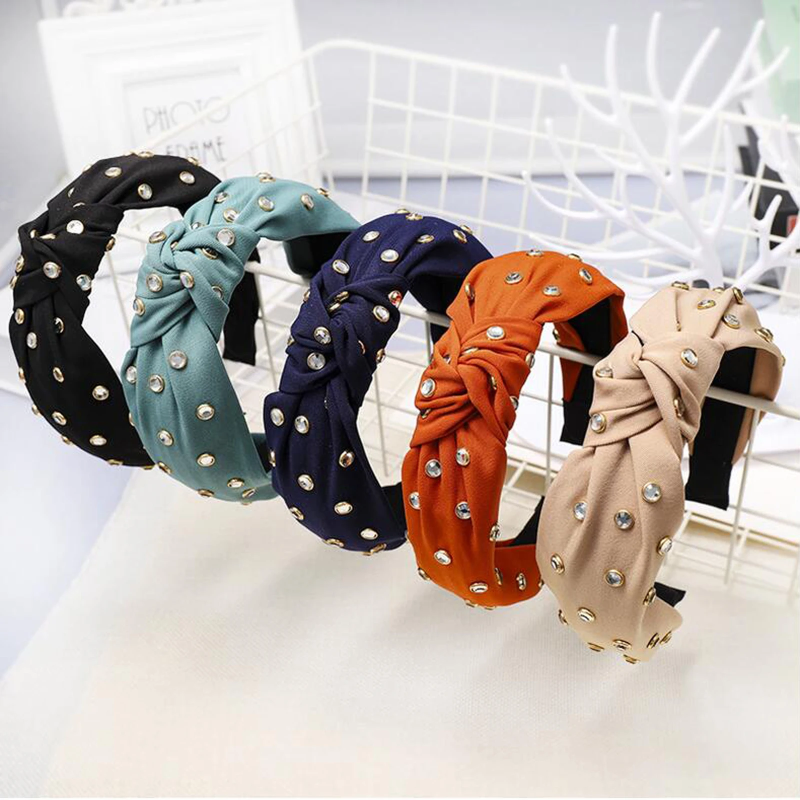 

Модная повязка стразы для волос для девочек новые классические головные уборы ручной работы Повседневная повязка для волос для девочек выс...