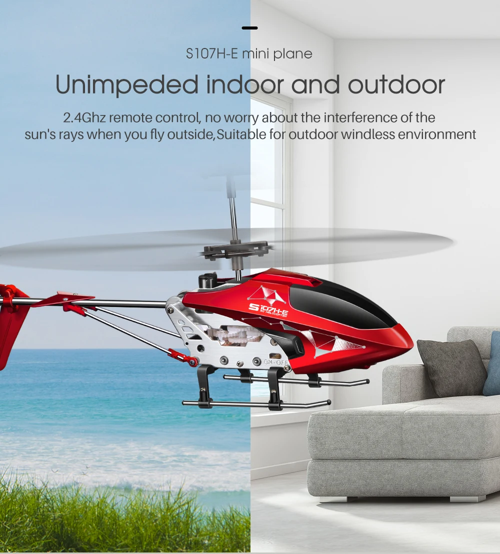 Syma S107H-E, металлический мини-Дрон, один ключ, радиоуправляемые вертолеты для детей, взрослые игрушки, уличный Забавный Дрон, 2,4 ГГц, пульт дистанционного управления