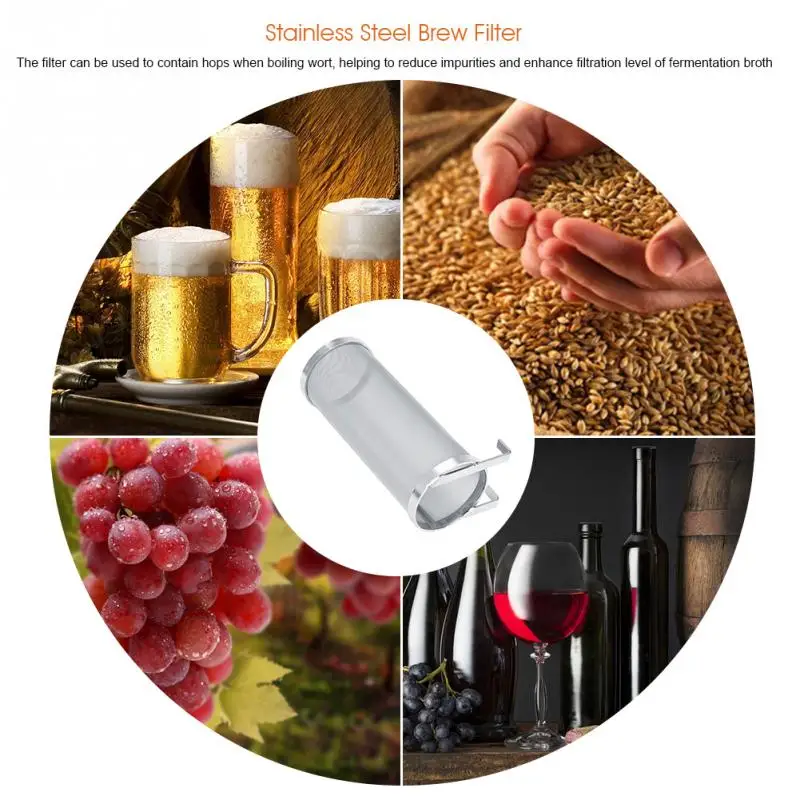 

300 Micron Stainless Steel Homemade Brew Beer Hop Mesh Filter Strainer with Hook Beer Brewing Hop Spider Mesh Filter Strainer