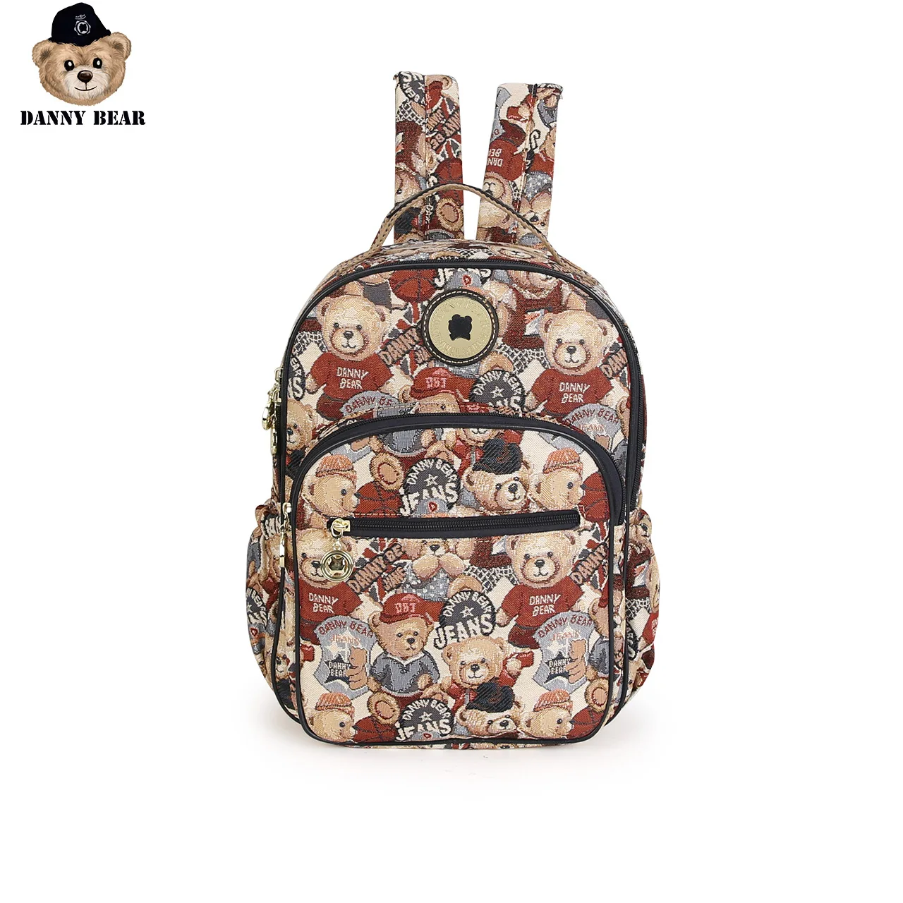 

Danny Bear Women Causal Student Laptop Backpack Bear Logo Print Travel High Capacity Zipper Bag DTB9915516