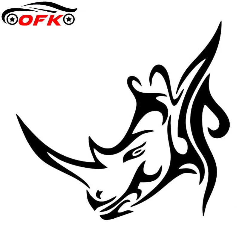 

OFK Rhino Wild Animal Car Stickers Decals Car Styling Vinyl 15.5*14.5CM