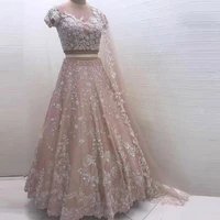 womens 2 piece set long tulle prom party dresses scoop neck short sleeves lace appliques formal evening gown with shawl