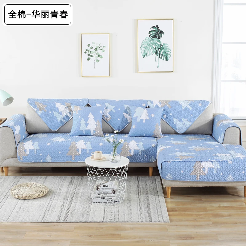100% Cotton fabric sofa cushion four seasons universal cover towel full non-slip Nordic fresh cotton living room | Дом и сад