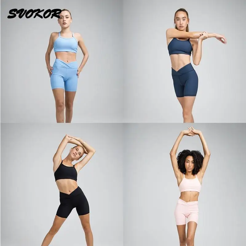 

SVOKOR Women Shorts Sport Sets Summer Sportswear Fitness Quick Dry Yoga Set Running Workout 2Pcs Sports Suit Sexy Shorts