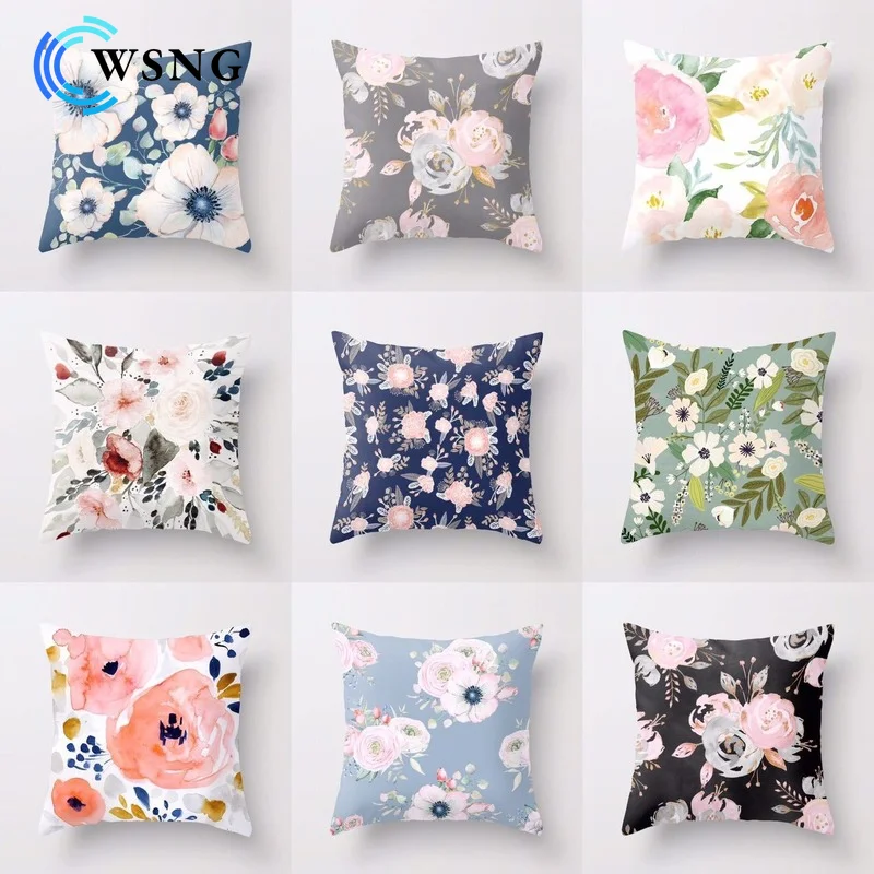 

Fashion Garden Flower Pattern Pillowcase Office Car Cushion Cover Living Room Bedroom Sofa Plush Decorative Pillowcase 45*45cm