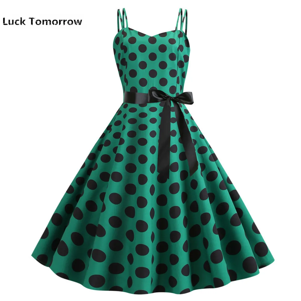 Лето 2XL плюс размер платье женское в горошек с v образным вырезом без рукавов