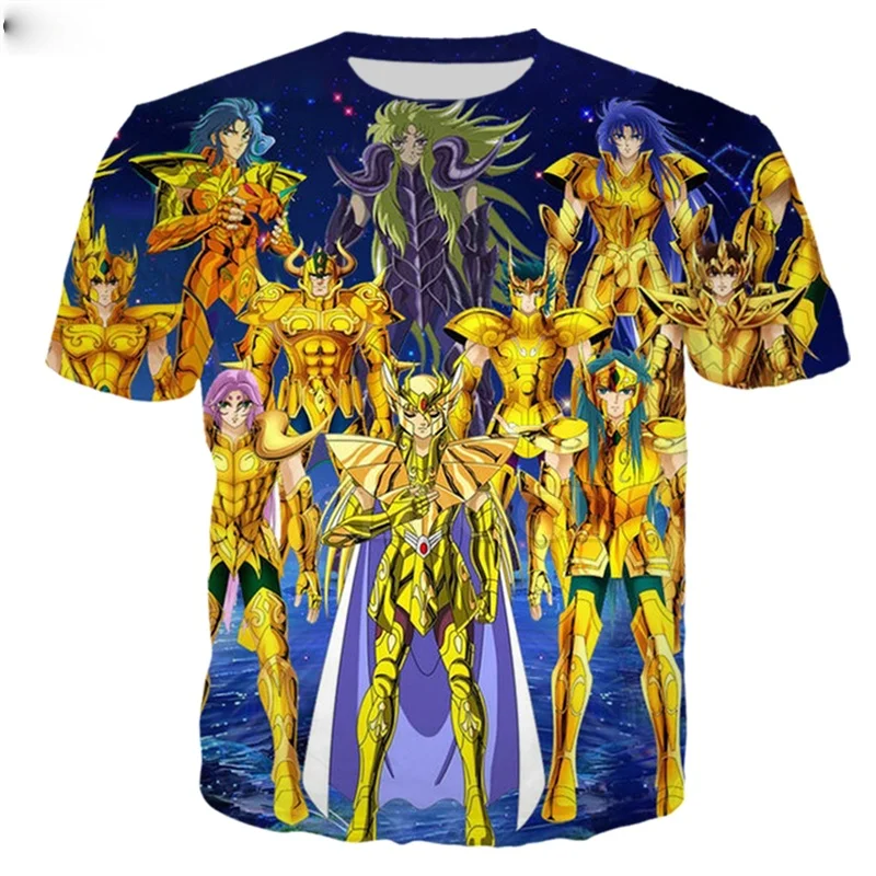 

Футболки с 3D-принтом в стиле аниме «Рыцари Зодиака» Saint Seiya, футболки с круглым вырезом, Летняя женская одежда