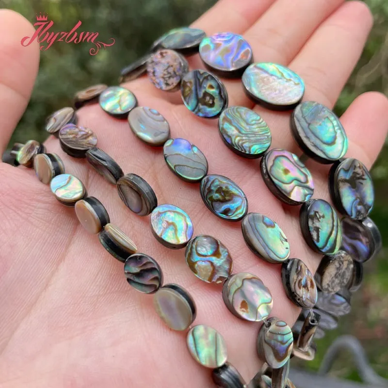 Nautral Multicolor oval Abalone Shell 6x8/10x14/12x16mm Loose Stone Beads For DIY Necklace Bracelet Jewelry Making Strand 15