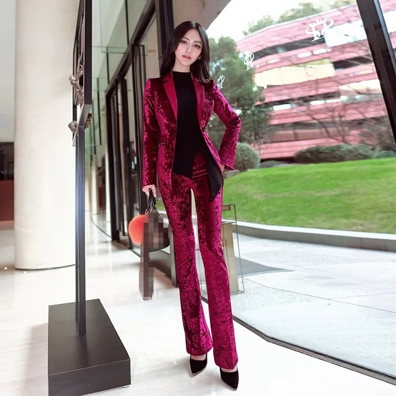 Осень зима новый роскошный женский пиджак и брюки 2 шт костюмы 2020 корейские
