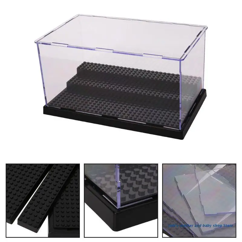 

67JC Building Box Dustroof for Bricks Collection Lovers Easy to Install Transparent Color Gaming Room Living Room Decor