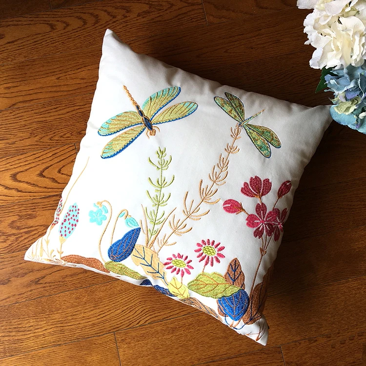 Льняной чехол для подушки 45*45 см в винтажном стиле|Наволочки| |