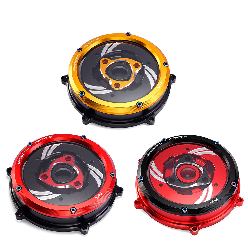 

For Ducati Panigale V4S V4 2018 2019 2020 2021 Motorcycle Engine Clear Clutch Cover & Clutch Pressure Plate & Spring Retainer R