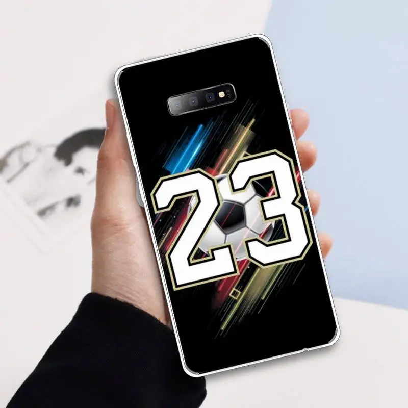 

Football Lucky number pattern Phone Case Transparent For Samsung Galaxy A 71 21s S note 8 9 10 plus 20 ultra