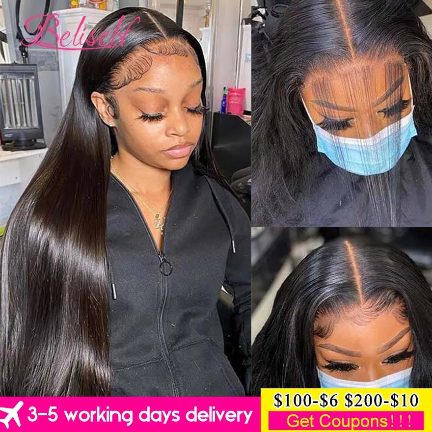 Парик из натуральных волос HD с прозрачной кружевной передней частью 13x 4/13x6 парик