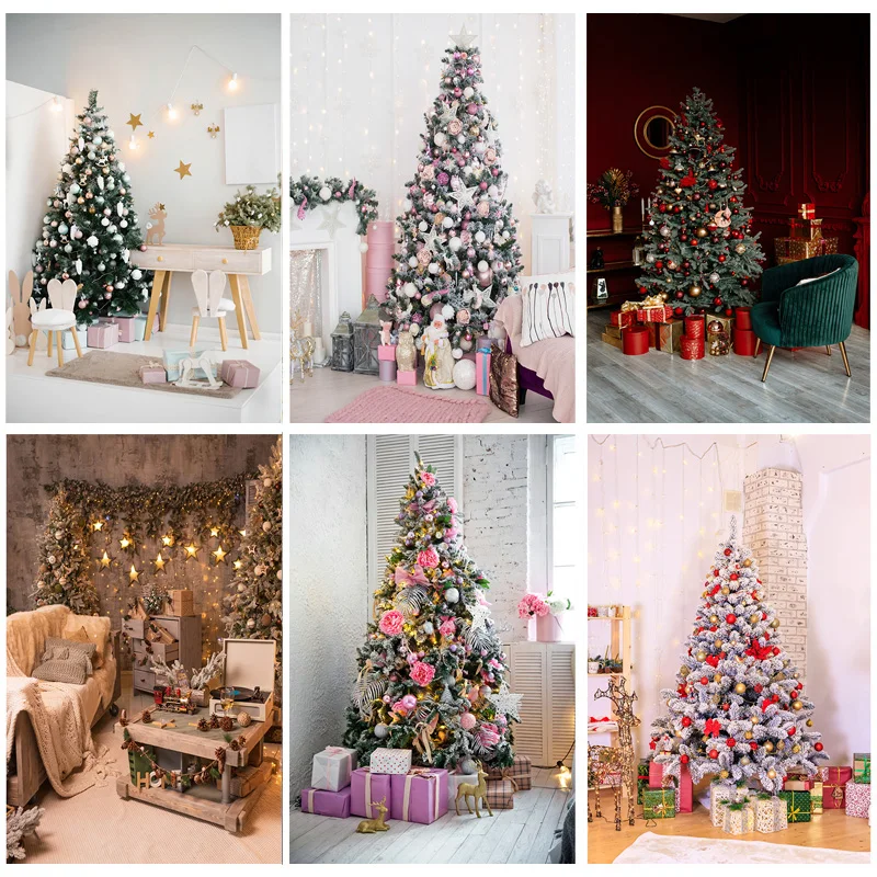 

Christmas Theme Photography Background Christmas Tree Fireplace Children Portrait Backdrops For Photo Studio Props 21524 JPW-38
