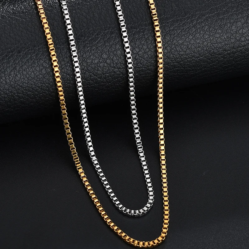 Ожерелье ELSEMODE для мужчин и женщин квадратная цепь из нержавеющей стали золотого