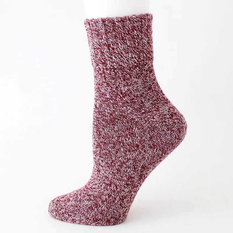 Womens Wool Socks Winter Athletic Knit Pattern Sports Sock Warm Wool Socks Soft Thick Mid Calf 5 Pairs