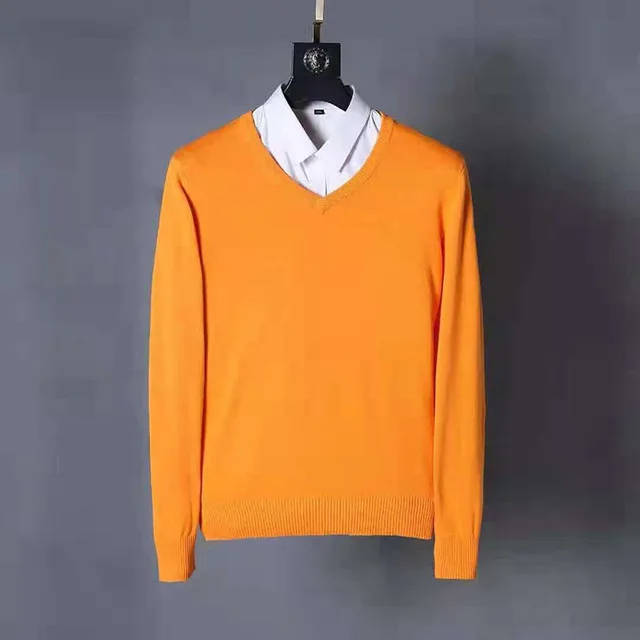 

Male Small Pony V-neck 100% Cotton Sweater Autumn Winter Jersey Jumper Hombre Pull Homme Hiver Pullover Male Knitted Sweaters
