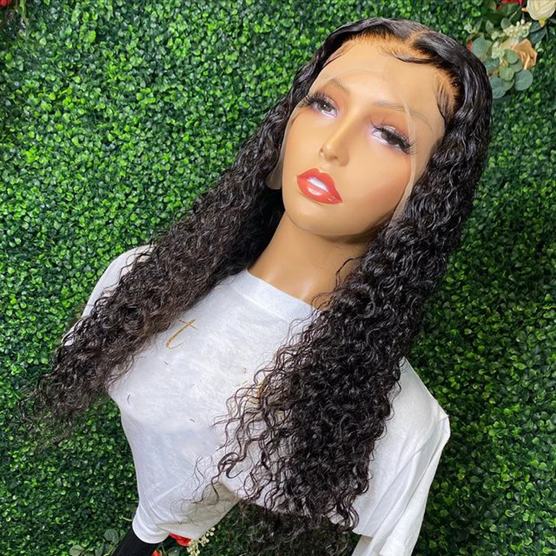 26Inch Long Kinky Curly Synthetic Lace Front Wig Glueless 13x4 Synthetic Wigs For Women Preplucked Daily Wear Wigs 180%Density