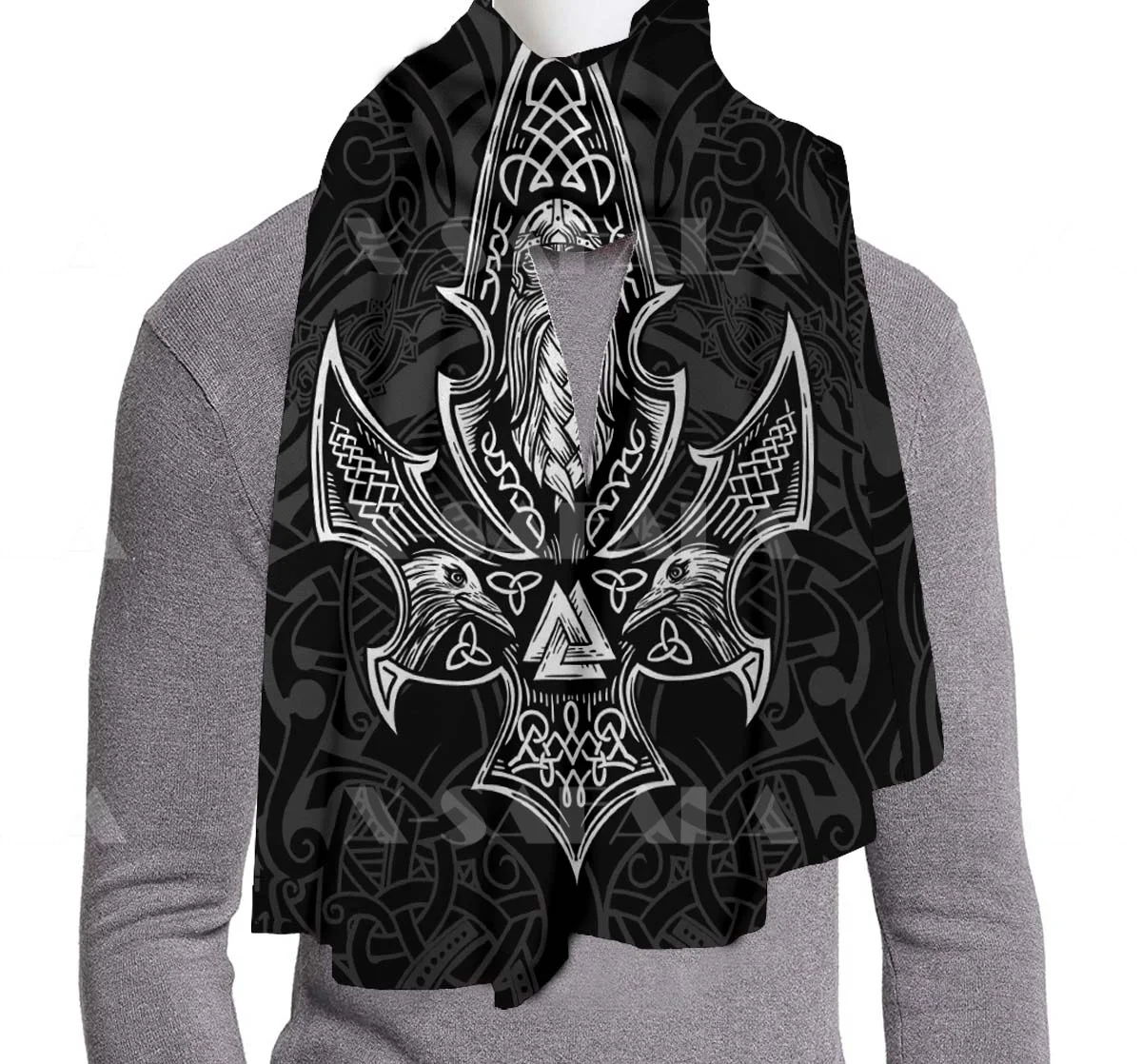 

Tattoo Symbol Viking Armor Scarf Gift Winter Warm Scarf Men Bristled Cashmere Thick Scarves Long Pashmina Neckerchief-7