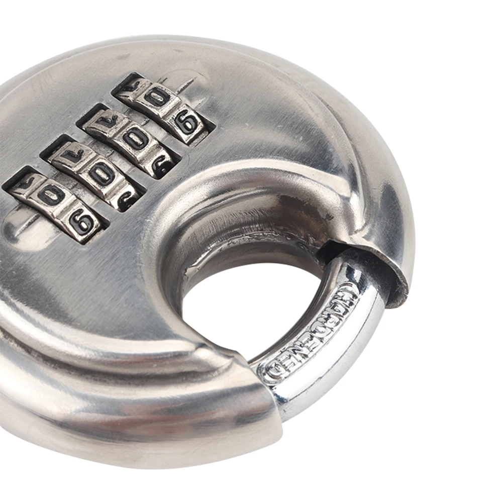 

Disc Padlock Stainless Steel 70mm 4 Digit Combination Trailer Storage Shed Lock Outdoor Personal Car Parts Decoration
