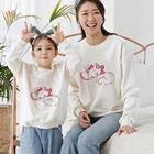 Family Look Beautiful Marie Cat Test Print The Aristocats Минималистичный свободный пуловер Базовый белый свитшот с рисунком Диснея Топ