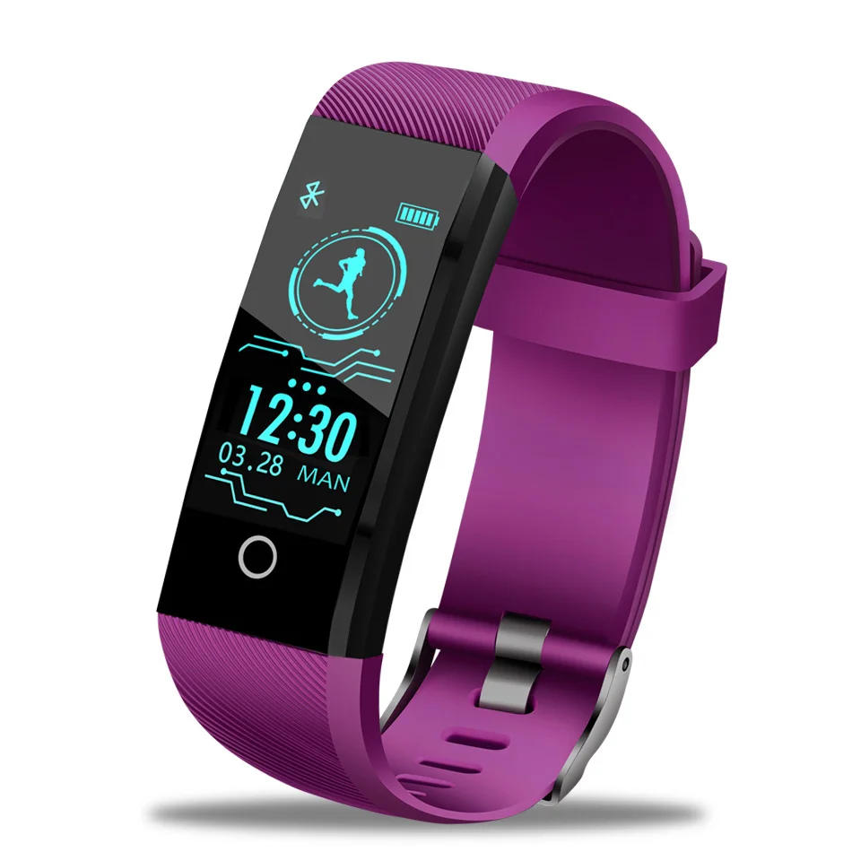 purple LIGE Smart bracelet Blood Pressure Heart Rate Monitor Fitness Tracker waterproof Smart Watch sport Wristband for ios Android+Box - Цвет: purple