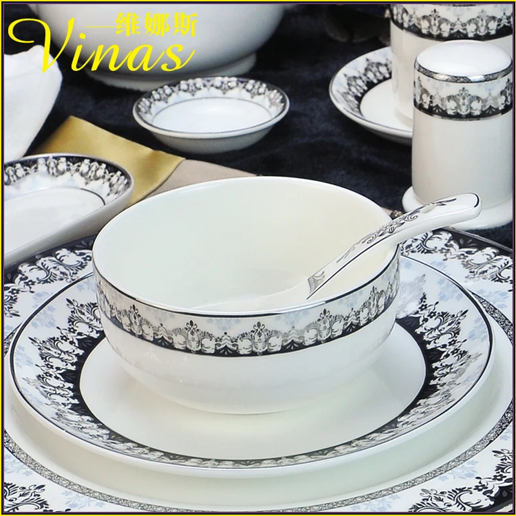 Европейский стиль керамический набор посуды Золотая инкрустация фарфоровая