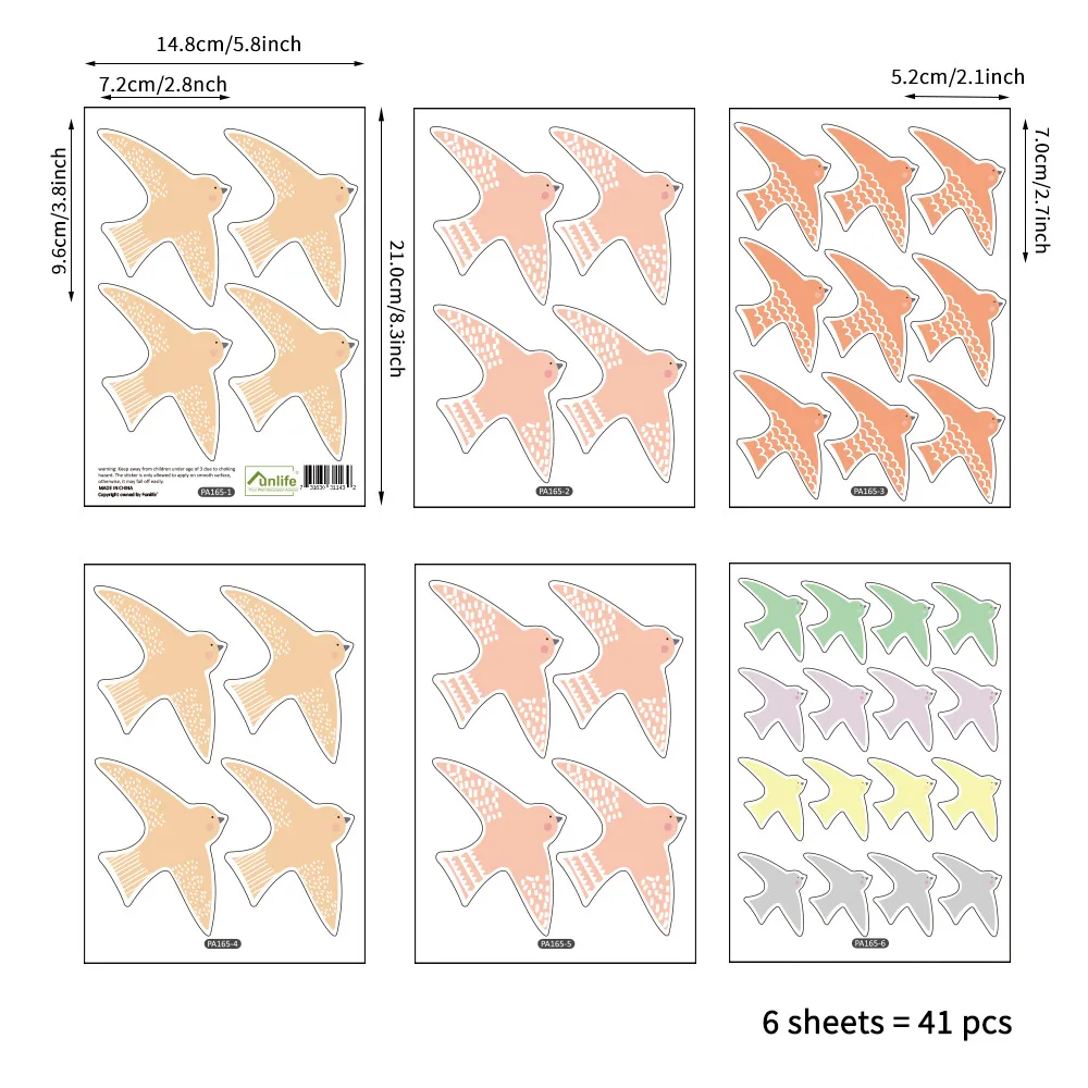 Настенные стикеры Funlife из ПВХ с милыми маленькими птичками водонепроницаемые
