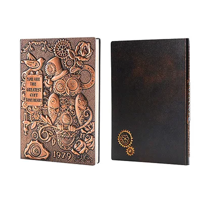 Red bronze relief A5, винтажный 3D блокнот с тиснением для путешественников, дневник,, креативный кожаный блокнот, подарок, Библейский блокнот, ручная работа, школа планирования, офис - Цвет: Red bronze relief