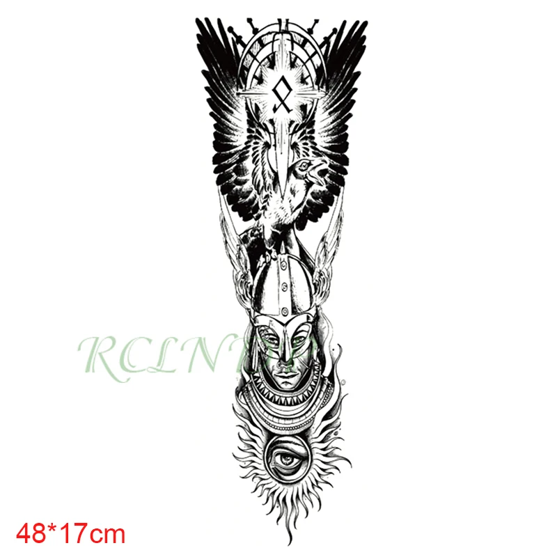 Водостойкая Временная тату-наклейка шлем с орлом маска воин меч крест полная