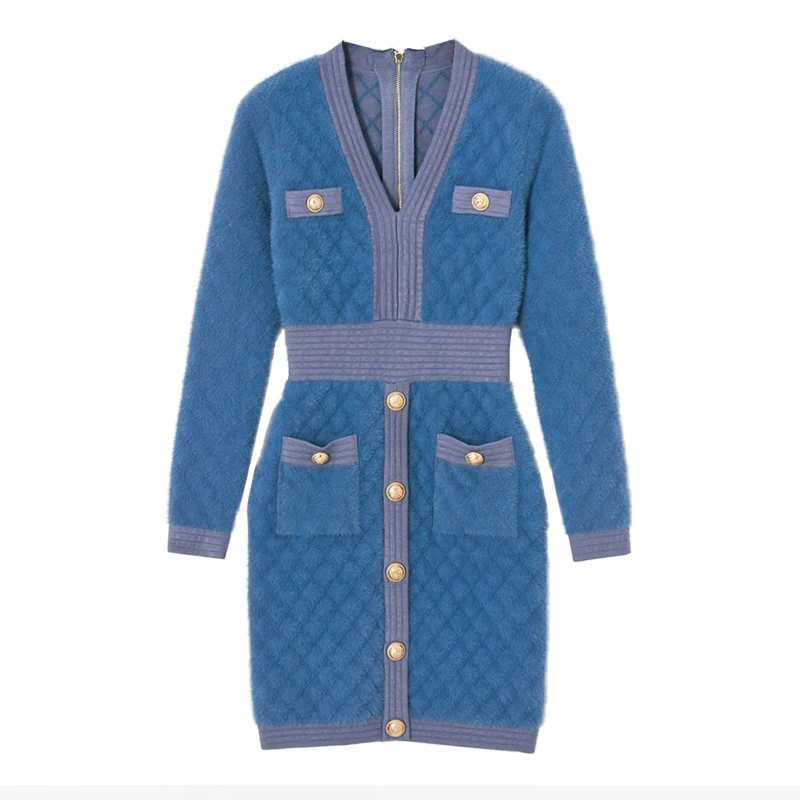 

Женское бархатное мини-платье с V-образным вырезом и длинным рукавом