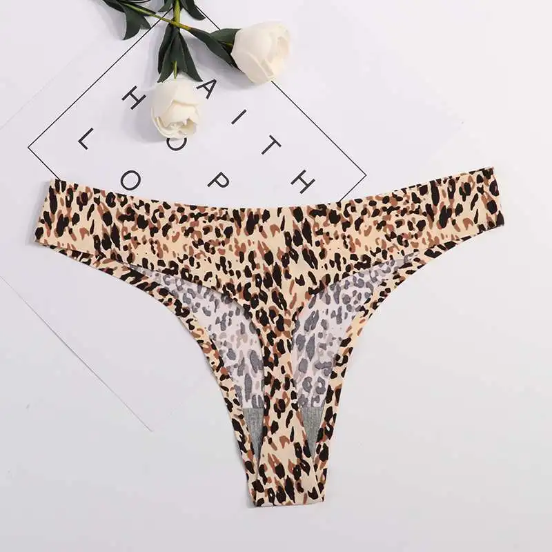 lightyellow Leopard Новое Женское нижнее белье Невидимые Бесшовные Т-Трусики стринги женские сексуальные стринги Нижнее белье ультратонкое Нижнее белье Женские трусы Новинка - Цвет: lightyellow Leopard