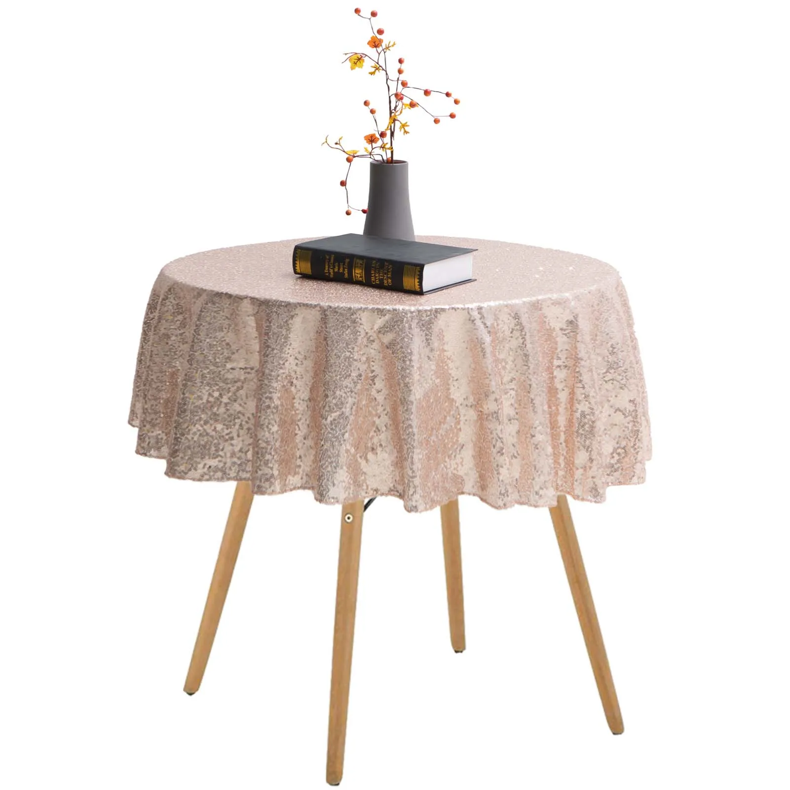

Polyester Wedding Decoration Round Embroidered Gold Sequin Tablecloth