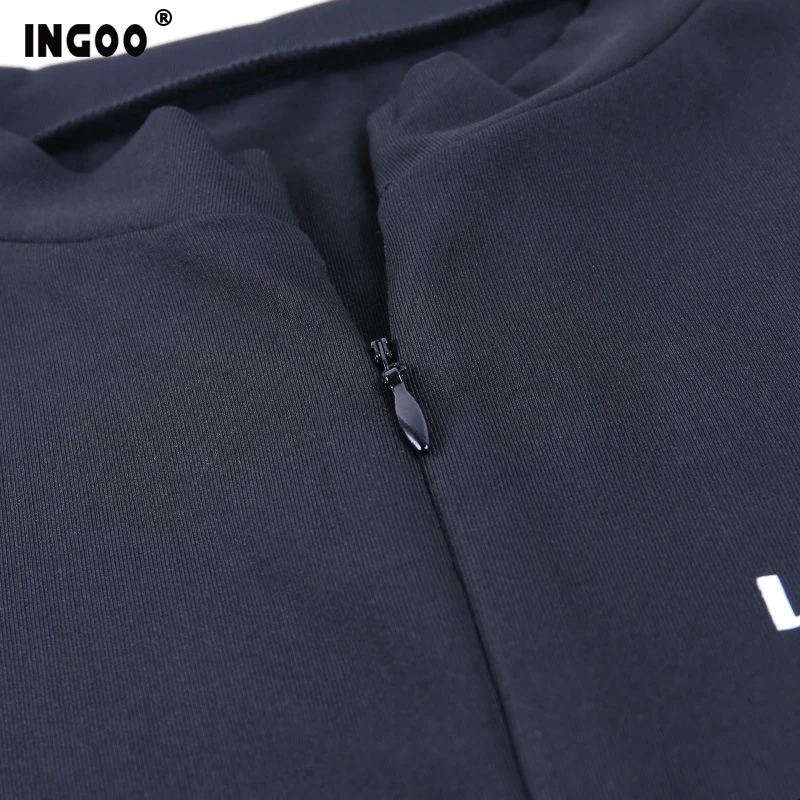 

INGOO Streetwear White Black Bodycon Jumpsuit Women Sexy Overalls 2020 Long Sleeve Zip-Up Skinny Rompers Solid Womens Jumpsuit