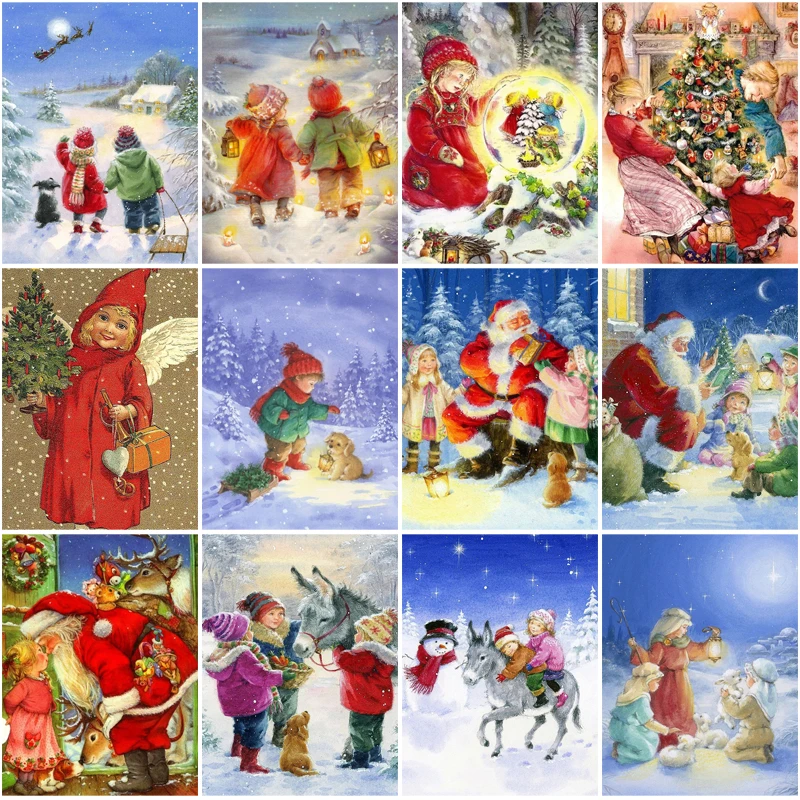 

Christmas Paint Diy Santa Claus Diamond Painting Mosaic Jewel Cross Stitch Home Decoration Happy New Year Adults Crafts Kit