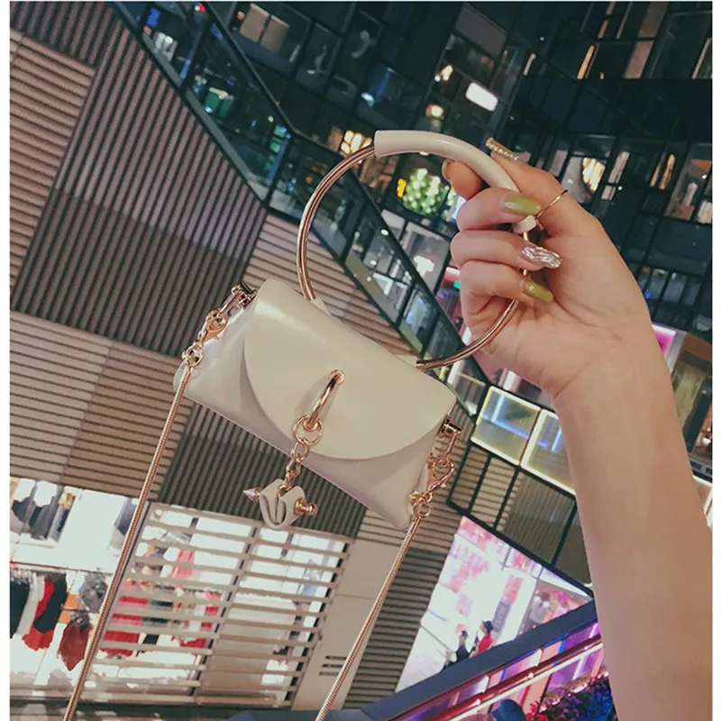 Модная супер мини-сумочка маленькая цепочка для девочек с круглым кольцом