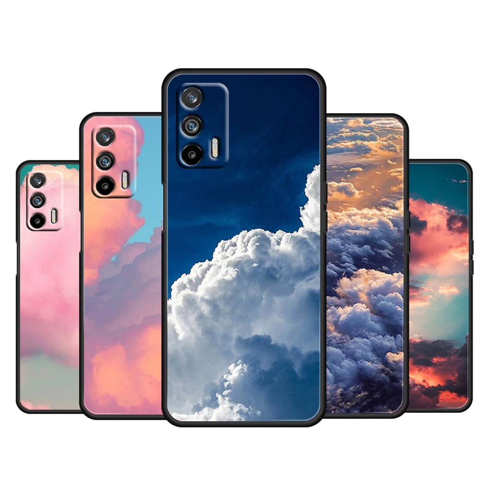 

Colorful Clouds and Sky For OPPO Realme Q3 Q2 V15 V3 X50 X7 X3 X2 XT Pro Carnival Superzoom 5G Silicone Black Phone Case