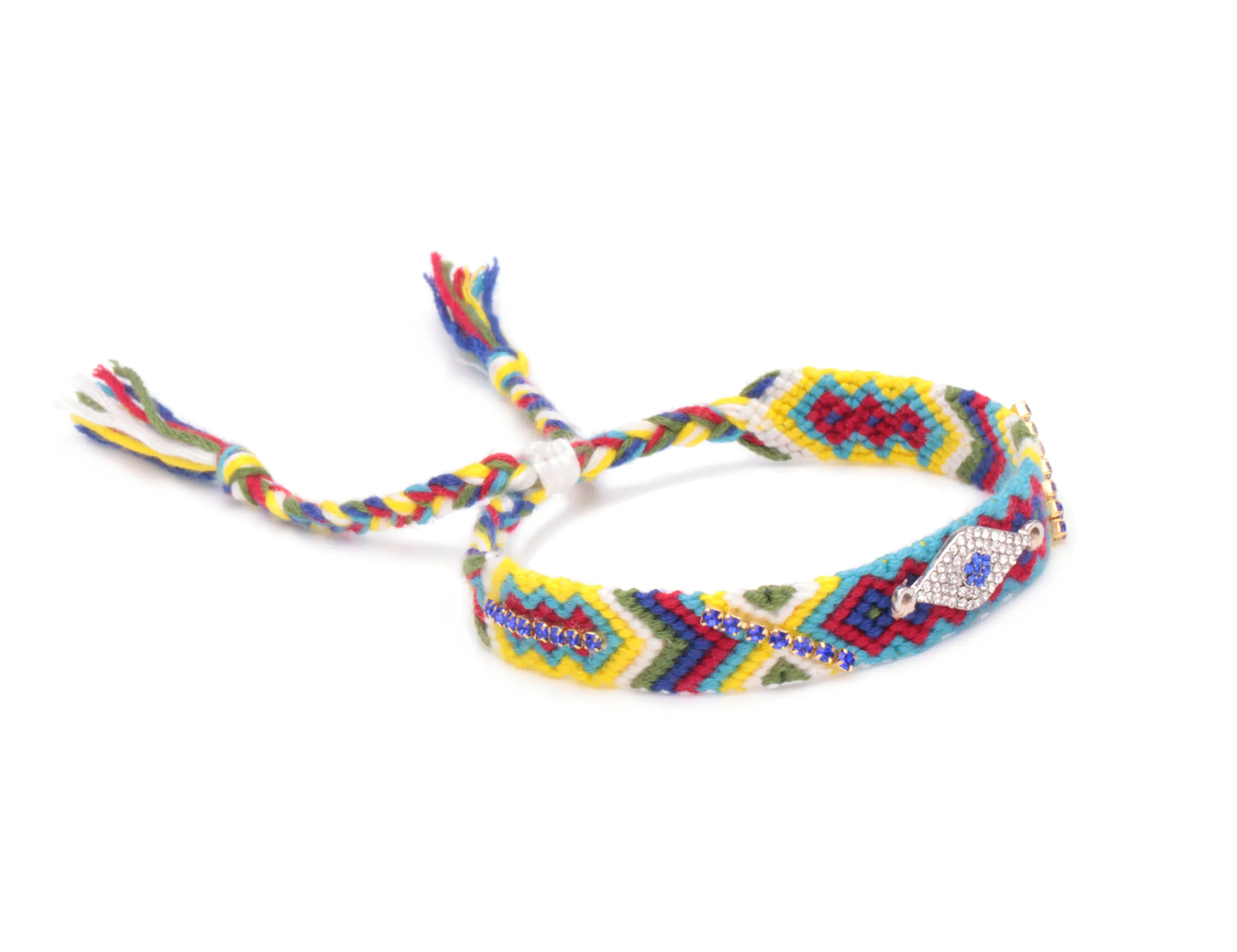 Boho призматический сглаза синий сверкающий кристалл плетеные браслеты дружбы для