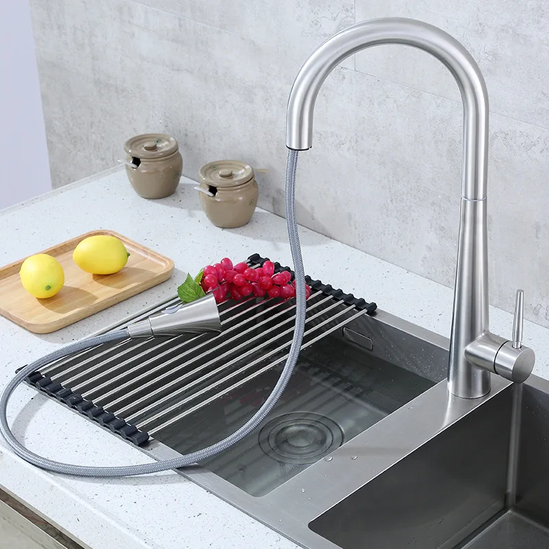 Сенсорный кухонный кран из матового никеля выдвижные смесители для раковины