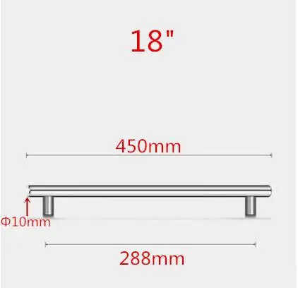 18inch 288mm Дверца кухонного шкафа из нержавеющей стали Т-образная ручка для шкафа Мебельная ручка ящика шкафа Ручка - Цвет: 18inch 288mm