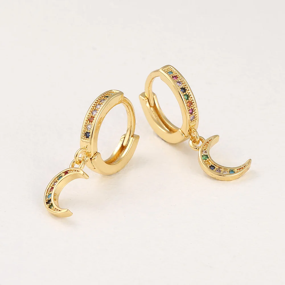 

Hot Selling Trinkets Zircon Earrings Moon Earrings Popular Ear Studs Earrings