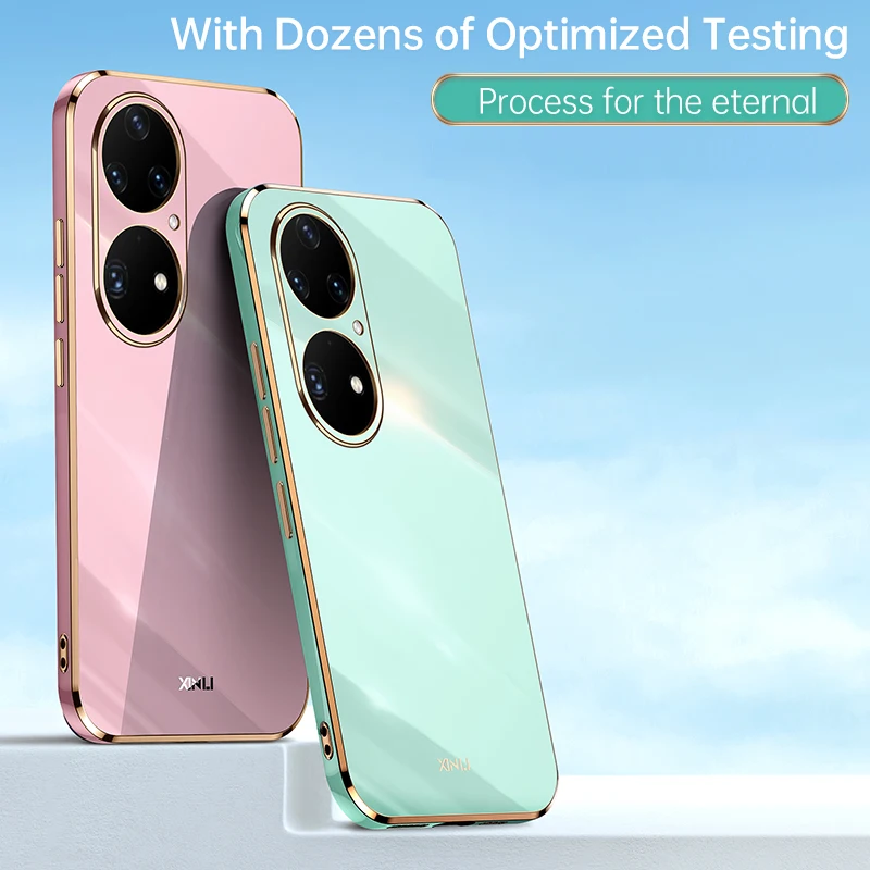 Роскошный квадратный Мягкий силиконовый чехол с покрытием для Huawei P50 P40 P30 Pro Lite Mate